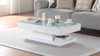 White High Gloss Glass Coffee Table Rectangular Living Room Modern Storage MDF