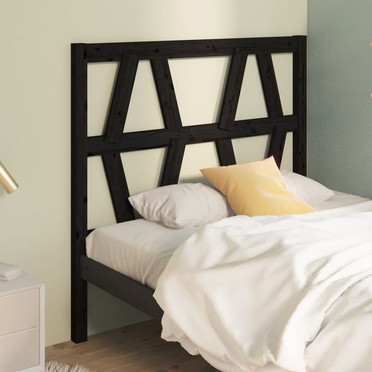 Homgoday Bed Headboard Black 96x4x100 Solid Wood Pine, Bed Backboard, Bed G0S1