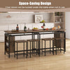 Bar Table Set Floating Top Storage Shelves Counter Height Dining Table w/ Stools