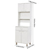 Wooden Tall Cabinet Cupboard Kitchen Living Room Side Table Storage with Doors
