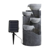 Solar Powered 4 Tiers Bowls Water Feature Outdoor Garden Fountain w/Warm Light