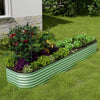 Galvanised Raised Garden Bed Metal Planter Box w/Open Bottom, Grey/Green/Sliver