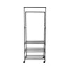 Black Metal Clothes Rail Rack Garment Stand Corner Open Wardrobe with Shelf