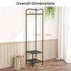 Freestanding Hall Tree Corner Coat Rack with Top Hanger & 2 Mesh Shelves