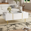Modern High-gloss Coffee Table with 2 drawer for Living Room, White