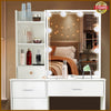 White Dressing Table Vanity Makeup Desk With Hollywood LED Mirror And 6 Drawers