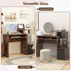 Compact Home Office Desk with Open Shelf & Fabric Storage Drawer-Rustic Brown