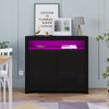 High Gloss 2 Doors Matt Body Sideboard Cupboard Kitchen Buffet Cabinet with LED