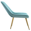 Tiffany Blue Velvet Armchair Stripe Accent Chair Lazy Sofa Seat Gold Metal Legs