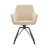 2x Beige 360° Swivel Dining Chairs Velvet Padded Seat Dining Room Chair Modern