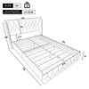 Winged Bed 4ft6 Double Upholstered Bed Frame with Button Tufted Headboard Grey