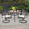 2 Piece Outdoor Swivel Chair Patio Bistro Dining Chair Set w/ Soft Seat Cushion