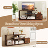 3-Tier Media Console Table TV Stand for TVs up to 55”-Brown