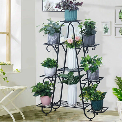9 Tier Large Plant Stand Metal Flower Pot Holder Display Shelf Garden Rack Home