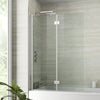 Modern Bathroom Bath Shower Screen 2 Section Square Chrome 1000mm Reversible 6mm