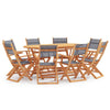9 Piece Outdoor Dining Set Grey Solid Eucalyptus Wood & Textilene vidaXL