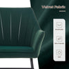 2PC Green Dining Chair Velvet Padded Seat Dining Room Kitchen Chair Modern