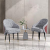 2Pcs Dining Chairs Skin-friendly Linen Fabric Seat Metal Legs Kitchen Chair Home