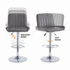 2pcs Gray Faux Leather Silver Chromed Base Swivel Bar Stool Height Adjustable