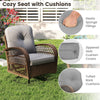 3 Piece Patio Swivel Rocker Set 2 Outdoor Wicker Rocking Chairs Grey