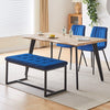 Blue Velvet Padded Bed Bench Dining Bench Ottoman Stool Living room Modern