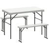 3 Piece Folding Picnic Table and Bench Set with Handle, Light Grey