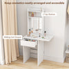 Small Dressing Table with Mirror LED Lights Vanity Desk with Fold-up Panel White