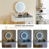 Dressing Table LED Round Mirror Vanity Glass Top Make up Desk Stool Cabinet Set