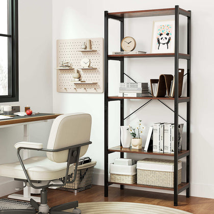 5-Tier Bookshelf Home Office Freestanding Display Rack-Coffee
