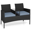 Metal Frame Outdoor Conversation Seating Bench-Grey