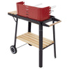 Charcoal BBQ Rotisserie Grill Roaster w/ 5-Level Height Grill Grate&Wood Shelves