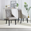 2x Grey PU Leather Dining Chairs Button-Tufted Upholstered with Rivets Ring Pull