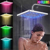 8inch Colour Changing Large Square Shower Head High Quality Chrome Bathroom