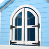 Large Wooden Playhouse with Doors, Windows, Apex Roof for Kids Children- Blue UK