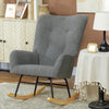 Rocking Chair Teddy Upholstered Accent Chair Modern Armchair with Backrest, Grey
