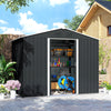 8 x 6ft Garden Storage Shed with Double Sliding Door Outdoor Grey