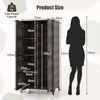 Bedroom Clothes Organizer Storage Cabinet Wicker Wardrobe-Coffee
