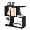 2-Tier Irregular Bookshelf Freestanding Wooden Display Shelf w/Compartment Black
