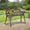 38.5"Cast Aluminium Park Leisure Rose Chair Outdoor Courtyard Garden Patio Bench