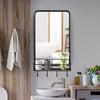 Wall-mounted Bathroom Mirror Rectangle Vanity Mirror with Storage Shelf & Hooks