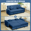 3-Seater Sofa Bed Convertible Velvet-Feel Upholstery Adjustable Backrest Blue