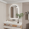 LED Arch Bathroom Wall Mirror with Lights,Temperature Date Time Vanity HD Glass
