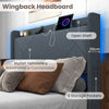 Double Size 4FT6 Bed Frame Upholstered Platform Bed with LED Lights