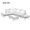 Rattan Garden Furniture Set 6-seater Recliner Sofa with Cushions & Table Khaki