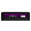 Black TV Unit Stand Cabinet Sideboard High Gloss Front & Matt Body RGB LED Light
