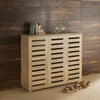 3 Door Oak Wooden Shoe Storage Cabinet Rack Stand Cupboard Slatted Doors