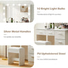 LED Vanity Table Set Dressing Table with 5 Drawers and Mirror Makeup Desk Stool