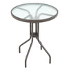 60cm Garden Brown Round Glass Top Table Indoor Balcony Patio Cafe Dining Table
