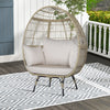 Patio Wicker Egg Chair Oversized Indoor Outdoor Lounge Chair with 4 Cushions