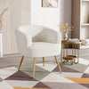 White Teddy Fabric Armchair Accent Chair Gold Metal Legs for Living Room Bedroom